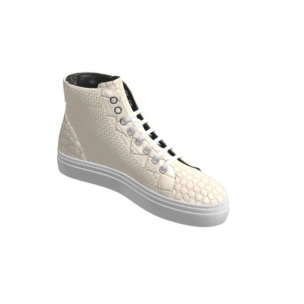 DS47 Cream Leather Weave and Croc High Top - Image 3