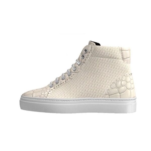 DS47 Cream Leather Weave and Croc High Top - Image 4