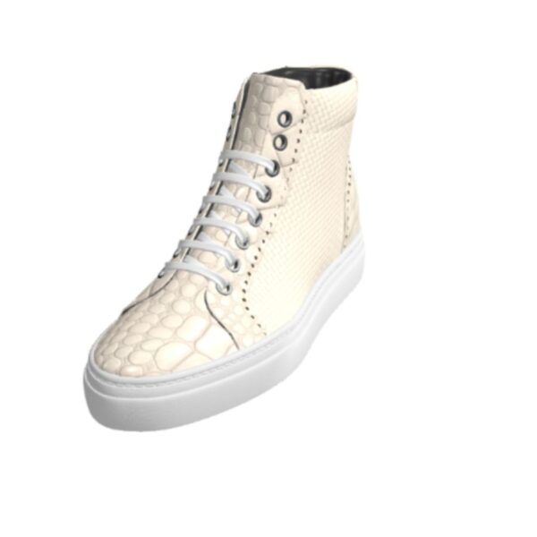 DS47 Cream Leather Weave and Croc High Top - Image 5